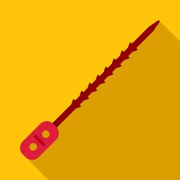 Red plastic cable tie icon on yellow background Stock Illustration