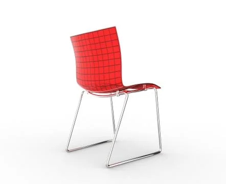 Red Plastic Chair - Back View Stock Illustration