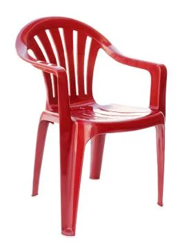 Red plastic chair Foto stock