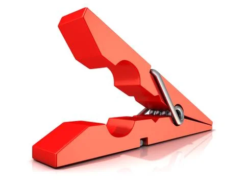 Red plastic clothes pin. Opened Illustrazione stock