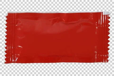 Red plastic condiment sachet isolated on transparent background Stock Photos