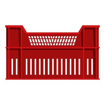 Red plastic crate for storing and transporting goods Stock Illustration