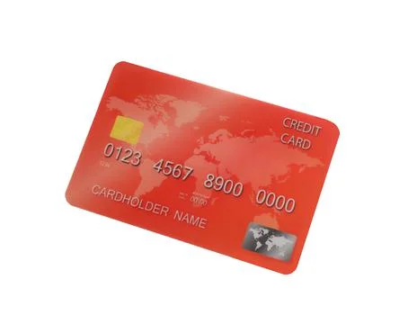 Red plastic credit card isolated on white Stock Photos