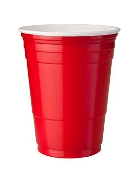Red plastic cup with a clipping path Stock Photos