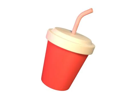 Red plastic cup on a white background 3d rendering イラスト素材