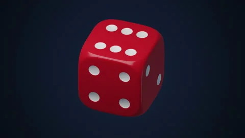 Red plastic dice, white dots. Close up view. Infinite rotation Video stock 160259445