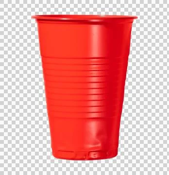 Red Plastic Disposable Cup Isolated on Transparent Background Stock Photos