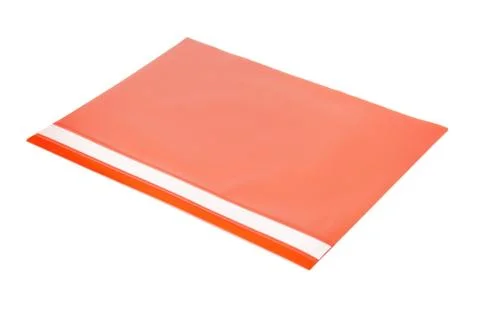 Red plastic document folder Foto stock