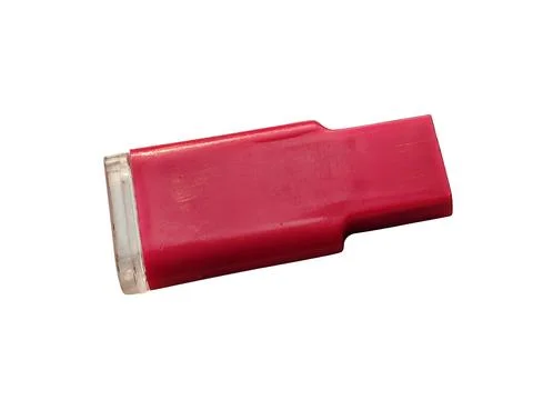 Red Plastic Electrical Insulator Cap for Wire Terminal Connection 스톡 사진