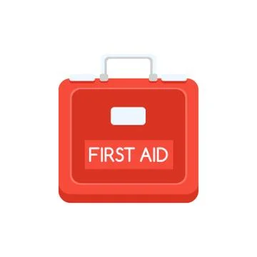 Red Plastic First Aid Kit Simplified Icon Stock Illustration