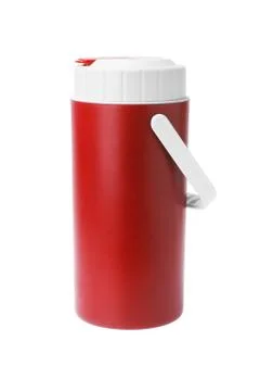 Red plastic flask Stock Photos