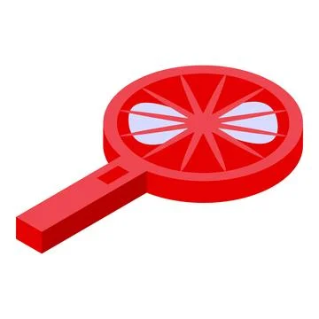 Red plastic fly swatter killing insects protecting food isometric view Stock Illustration