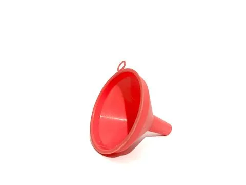 Red plastic funnel isolated on white background Stock Photos