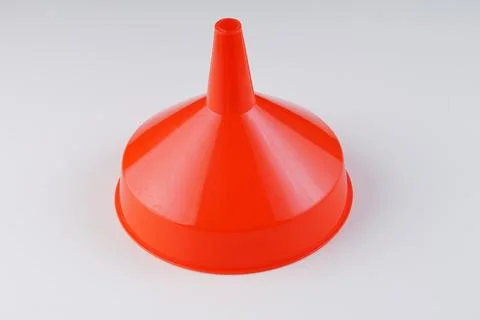 Red plastic funnel Stock Photos