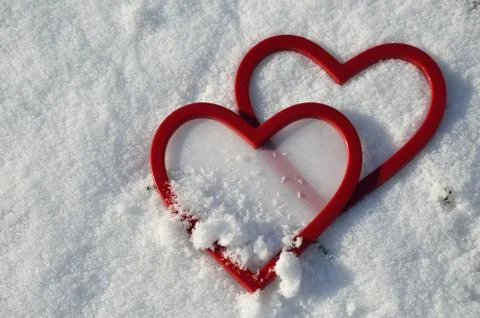 Red Plastic Hearts Stock Photos