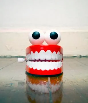 Red  plastic joke teeth Stock Photos