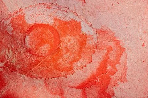 Red plastic kitchen cutting board with scratches and cuts as background Stock Photos