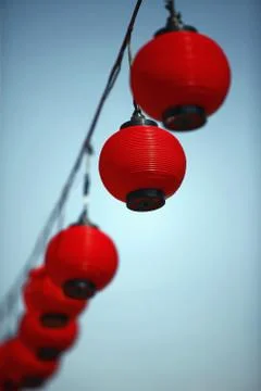 Red plastic lanterns Stock Photos