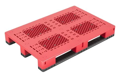 Red Plastic Pallet. 3D rendering Stock Illustration