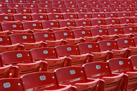 Red plastic seats, front Stock Photos