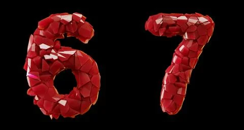 Red plastic set 6, 7 made of 3d render plastic shards red color. Stock Illustration