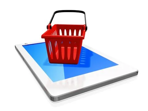 Red Plastic Shipping Basket on White Smart phone Stock Illustration