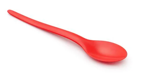 Red plastic spoon Stock Photos