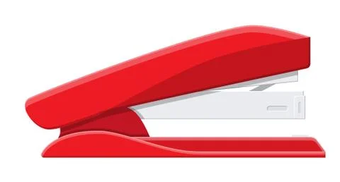 Red plastic stapler. Stock Illustration