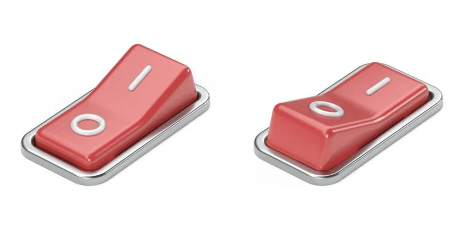 Red plastic switch on and off button 3D Red plastic switch on and off butt... Stock Photos