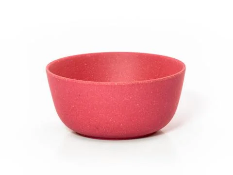 Red plastic tableware isolated on white background. Stock Photos