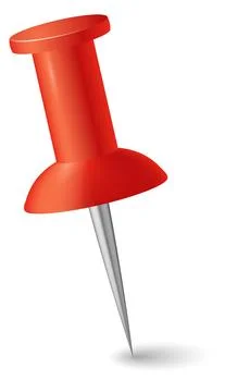 Red plastic thumb tack. Realistic push pin Stock Illustration