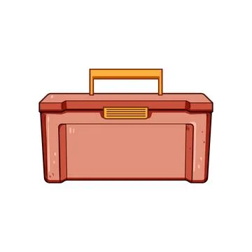 Red plastic toolbox holding building and repair tools Stock Illustration