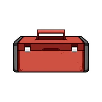 Red plastic toolbox holding building and repair tools Stock Illustration