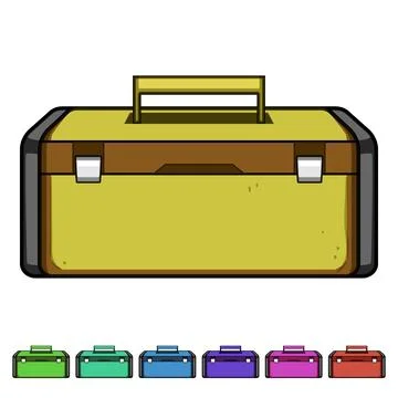 Red plastic toolbox holding building and repair tools Stock Illustration