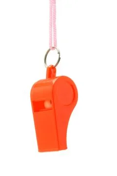 Red plastic whistle Stock Photos