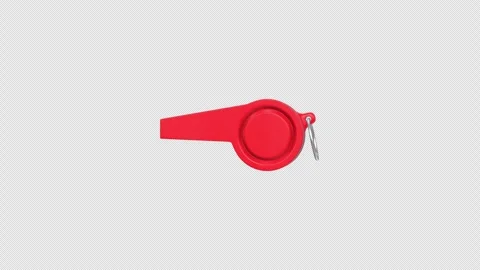 Red Plastic Whistle Rotating on a Transparent Background. Seamless Loop. 4K Stock Footage 301512797
