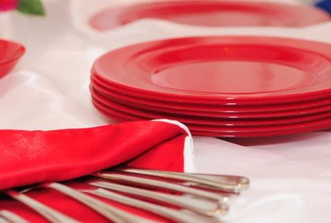 Red plates Stock Photos