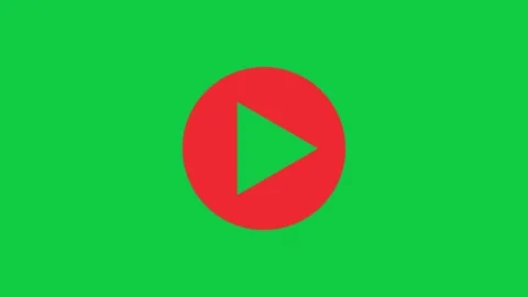 Red play button circle pulsing on green screen Stock Footage 348305516