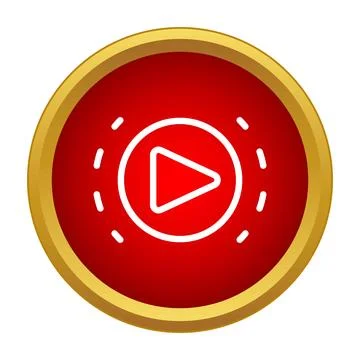 Red play button with golden frame activating content Stock Illustration