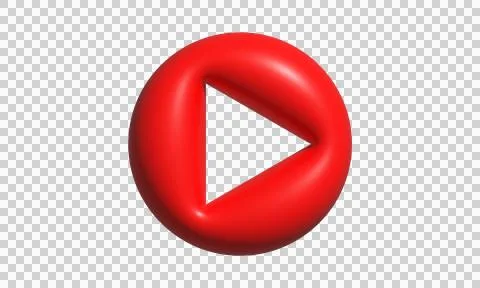 Red play button icon. 3D media player symbol for digital video content. Stock-Illustration
