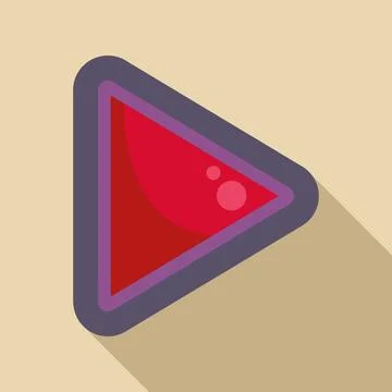 Red play button icon with long shadow Stock Illustration