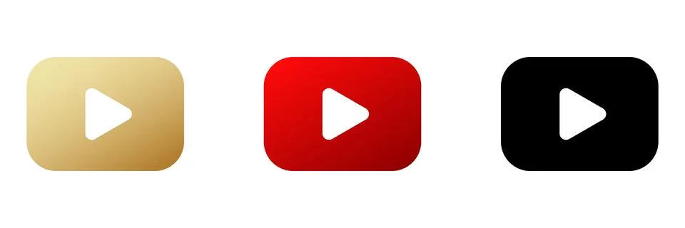 Red play button logo. Play button icon in red. Stock Illustration