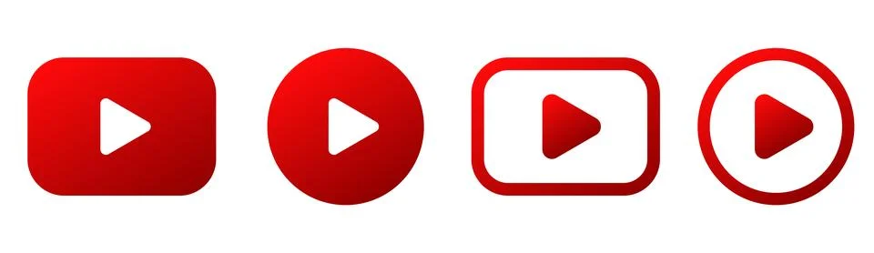 Red play button logo. Simple play button icon. Stock Illustration