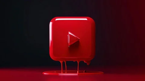 Red play button melts into glossy puddle Video stock 317167446