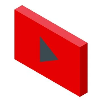 Red play button showing streaming video content in isometric view Stock Illustration