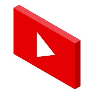 Red play button showing streaming video isometric icon Illustrazione stock