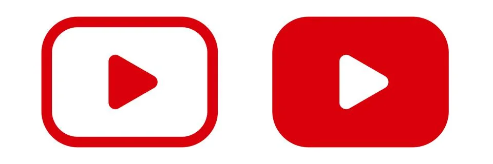 Red play button symbol. play button icon. Illustrazione stock