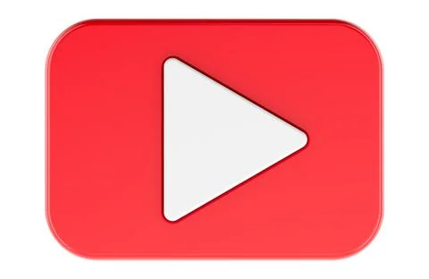 Red play button video icon. 3D rendering 스톡 일러스트