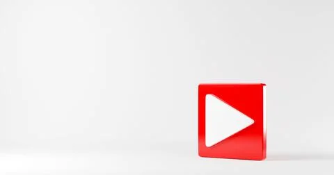Red play button video icon social media sign player symbol logo Stock Photos