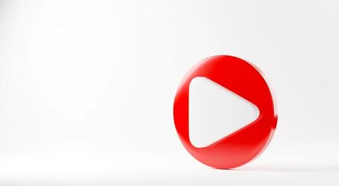 Red play button video icon social media sign player symbol logo Stock Photos